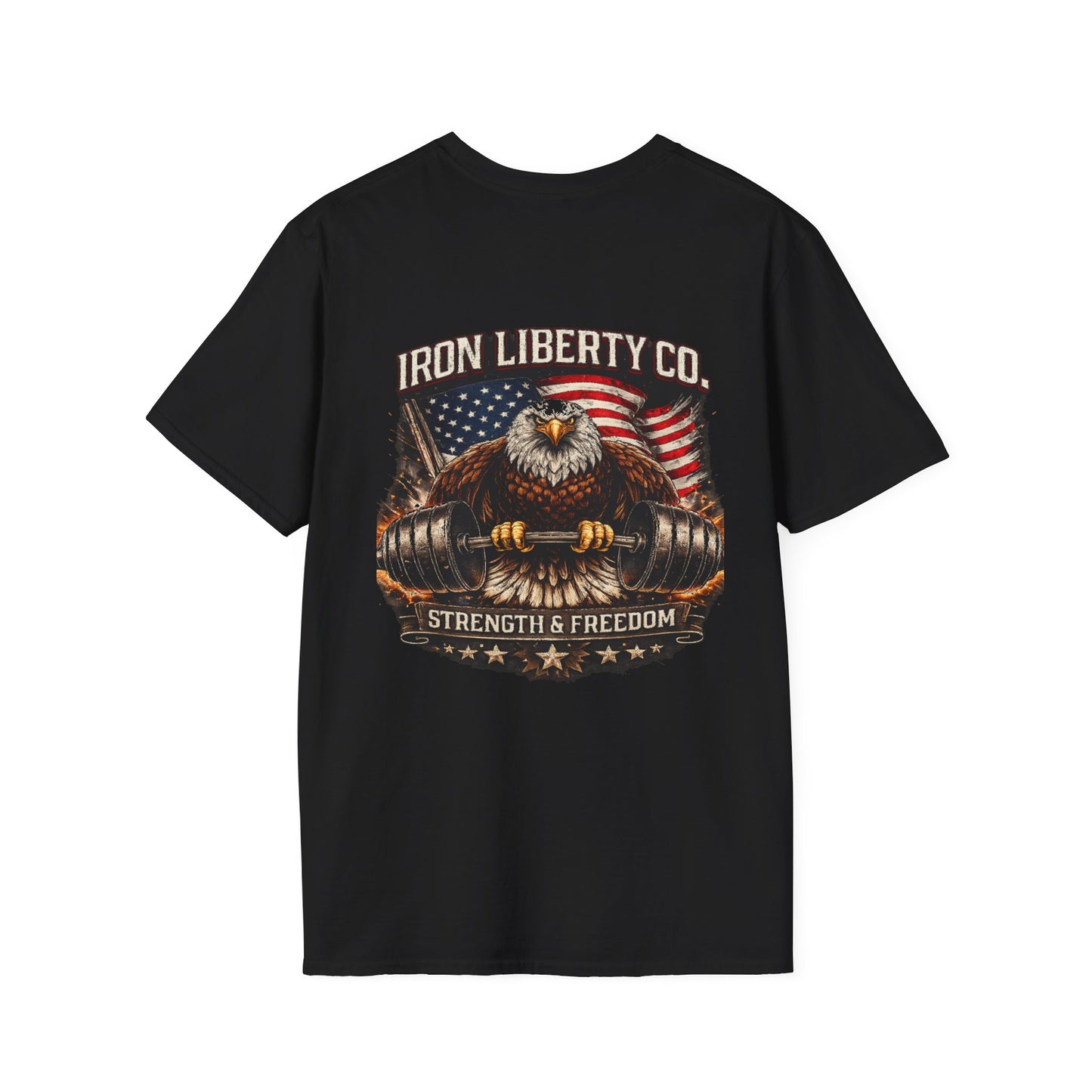 Iron Liberty Co. T-Shirt — Strength & Freedom Bald Eagle Workout Tee