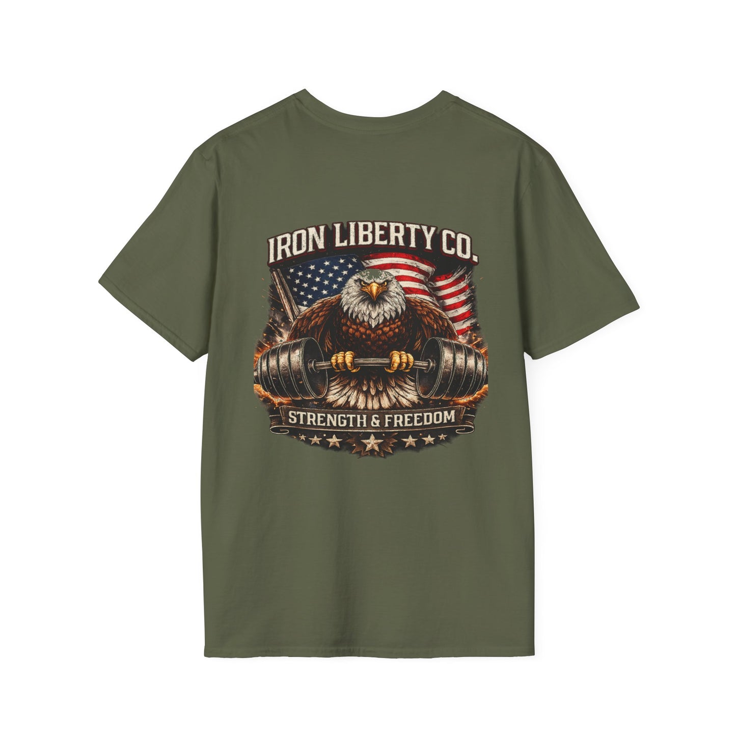 Iron Liberty Co. T-Shirt — Strength & Freedom Bald Eagle Workout Tee